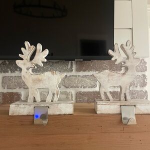 White Reindeer Stocking Holders